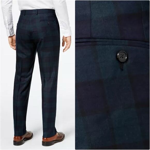 Ralph Lauren Pants Mens 32x30 Green Blue Tartan Plaid 100% Wool Blackwatch Chino - Picture 7 of 11